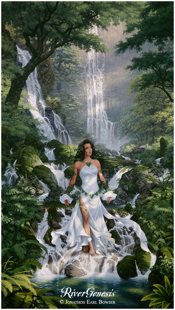 ...an oil painting of Waialeale, Goddess of the Mountain Rain, as She descends down through the forest canopy...