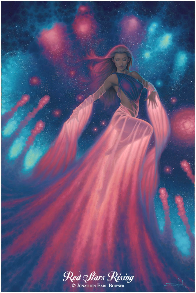 ...an oil painting of the Goddess of Transformation, the mysterious Will of Creation living in the Celestial Womb of New Stars...