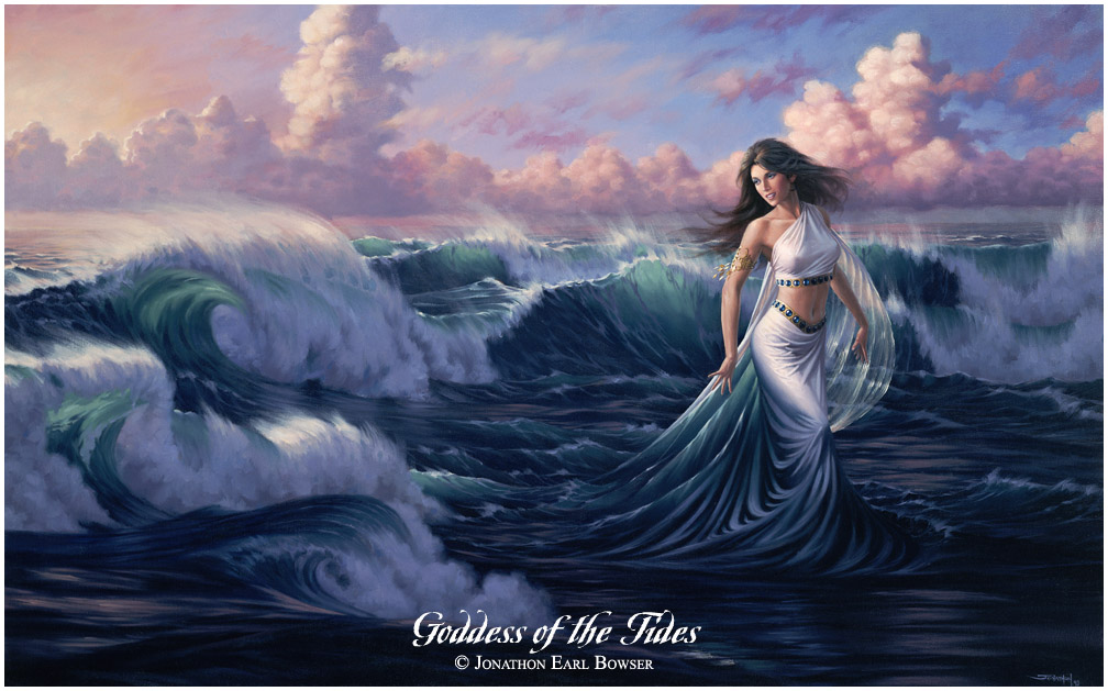 ...an oil painting of the Goddess of the Tides, 
as the oceans follow Her irresistible gravity...