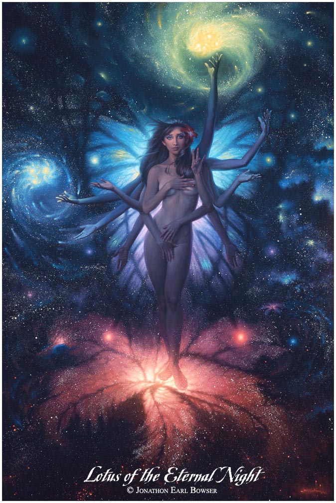 ...an oil painting of the Goddess of Transformation, the mysterious Will of Creation living in the Celestial Womb of New Stars...